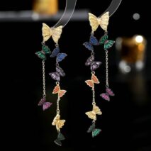 Swarovski Crystal Butterfly Tassel Earrings - ArtGalleryZen