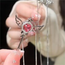 Swarovski Crystal Pink Heart Magic Wand Necklace - ArtGalleryZen