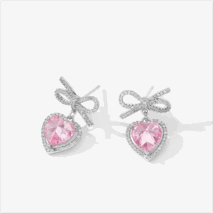 Swarovski Crystal Ribbon Heart Earrings - ArtGalleryZen