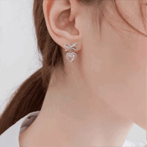 Swarovski Crystal Ribbon Heart Earrings - ArtGalleryZen