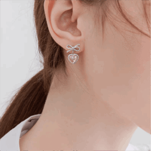Swarovski Crystal Ribbon Heart Earrings - ArtGalleryZen