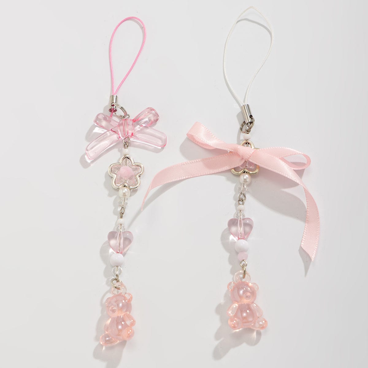 Sweet 2pcs Gummy Bears Bowknot Keychain Phone Strap Set - ArtGalleryZen