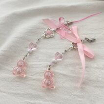 Sweet 2pcs Gummy Bears Bowknot Keychain Phone Strap Set - ArtGalleryZen