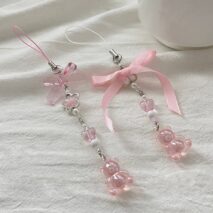 Sweet 2pcs Gummy Bears Bowknot Keychain Phone Strap Set - ArtGalleryZen