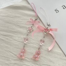 Sweet 2pcs Gummy Bears Bowknot Keychain Phone Strap Set - ArtGalleryZen