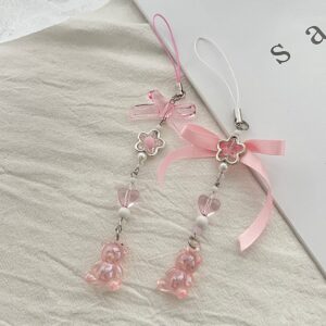 Sweet 2pcs Gummy Bears Bowknot Keychain Phone Strap Set - ArtGalleryZen