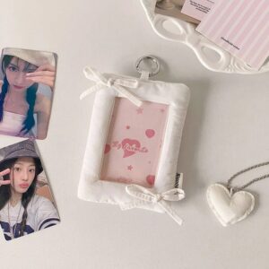 Sweet Bowknot Fabric Photocard Holder Keychain Kpop Card Display - ArtGalleryZen