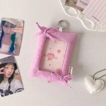 Sweet Bowknot Fabric Photocard Holder Keychain Kpop Card Display - ArtGalleryZen