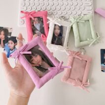 Sweet Bowknot Fabric Photocard Holder Keychain Kpop Card Display - ArtGalleryZen