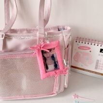 Sweet Bowknot Fabric Photocard Holder Keychain Kpop Card Display - ArtGalleryZen