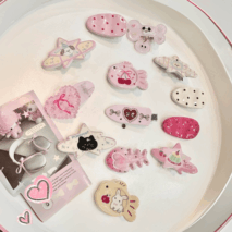 Sweet Bowknot Heart Puppy Cat Fish Resin Hair Clips - ArtGalleryZen
