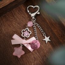 Sweet Bowknot Strawberry Star Charm Heart Keychain -ArtGalleryZen