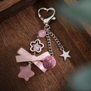 Sweet Bowknot Strawberry Star Charm Heart Keychain -ArtGalleryZen