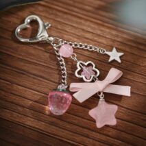 Sweet Bowknot Strawberry Star Charm Heart Keychain -ArtGalleryZen