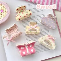 Sweet Butterfly Floral Ribbon Bowknot Hair Clip Hair Claw - ArtGalleryZen