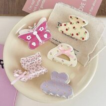 Sweet Butterfly Floral Ribbon Bowknot Hair Clip Hair Claw - ArtGalleryZen