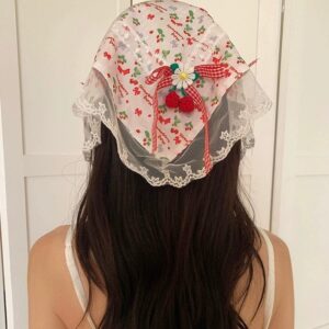 Sweet Colorful Floral Lace Ribbon Bowknot Hair Band Hair Scarf - ArtGalleryZen