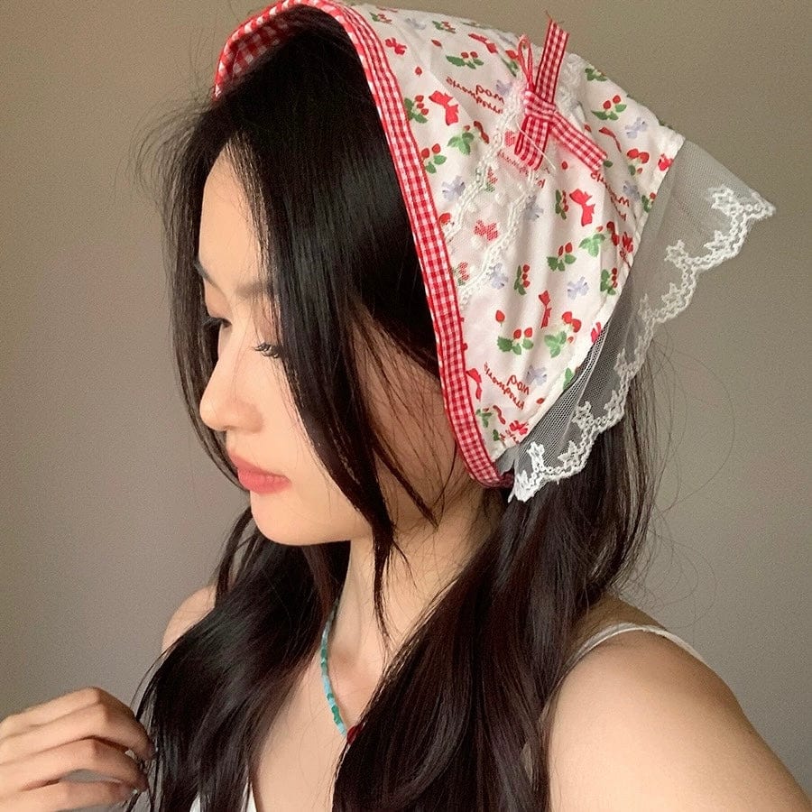 Sweet Colorful Floral Lace Ribbon Bowknot Hair Band Hair Scarf - ArtGalleryZen