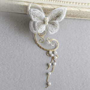 Sweet Embroidery Butterfly Pearl Chain Tassel Elf Ear Cuff Wrap Earring - ArtGalleryZen