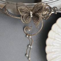 Sweet Embroidery Butterfly Pearl Chain Tassel Elf Ear Cuff Wrap Earring - ArtGalleryZen