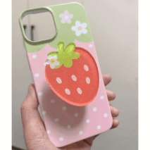 Sweet Glitter Strawberry Narutomaki Phone Stand iPhone Case - ArtGalleryZen