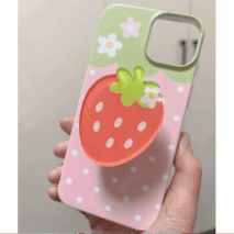 Sweet Glitter Strawberry Narutomaki Phone Stand iPhone Case - ArtGalleryZen