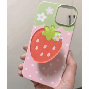 Sweet Glitter Strawberry Narutomaki Phone Stand iPhone Case - ArtGalleryZen