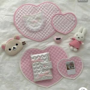 Sweet Handmade Heart Polka Dots Fabric Coaster - ArtGalleryZen