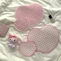 Sweet Handmade Heart Polka Dots Fabric Coaster - ArtGalleryZen