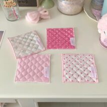Sweet Handmade Heart Tulip Square Coaster - ArtGalleryZen