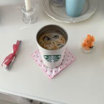 Sweet Handmade Heart Tulip Square Coaster - ArtGalleryZen