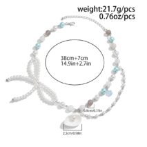 Sweet Layered Shell Bowknot Charm Agate Pearl Chain Necklace - ArtGalleryZen