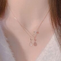 Sweet Pink Crystal Pendant Enamel Butterfly Necklace - ArtGalleryZen