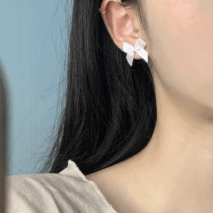 Sweet Pink Ribbon Bowknot Earrings - ArtGalleryZen