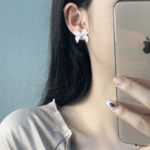 Sweet Pink Ribbon Bowknot Earrings - ArtGalleryZen