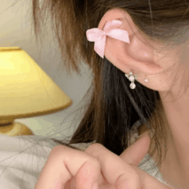 Sweet Pink Ribbon Bowknot Earrings - ArtGalleryZen