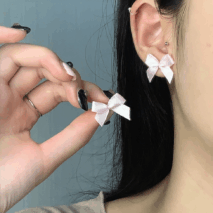 Sweet Pink Ribbon Bowknot Earrings - ArtGalleryZen