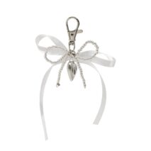 Sweet Ribbon Bowknot Heart Charm Seed Beaded Keychain Set - ArtGalleryZen