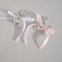 Sweet Ribbon Bowknot Heart Charm Seed Beaded Keychain Set - ArtGalleryZen