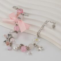 Sweet Ribbon Bowknot Star Charm Crystal Chain Bracelet - ArtGalleryZen
