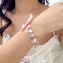 Sweet Ribbon Bowknot Star Charm Crystal Chain Bracelet - ArtGalleryZen