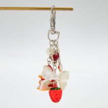 Sweet Strawberry Cake Bowknot Charm Keychain - ArtGalleryZen