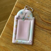 Sweet Strawberry Cake Pudding Kpop Keychain Photocard Holder - ArtGalleryZen