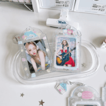 Sweet Transparent Glitter Kpop Keychain Photocard Holder - ArtGalleryZen