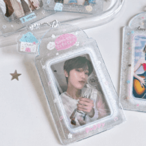 Sweet Transparent Glitter Kpop Keychain Photocard Holder - ArtGalleryZen