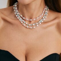 Sweet Turquoise Stone Pearl Beaded Chain Choker Necklace - ArtGalleryZen