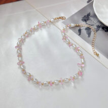 Sweet Turquoise Stone Pearl Beaded Chain Choker Necklace - ArtGalleryZen