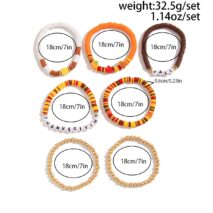 Thanksgiving 5pcs Maple Leaf Pumpkin Charm Letter Polymer Clay Beaded Bracelet Set - ArtGalleryZen
