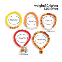 Thanksgiving Layered Sunflower Pumpkin Pendant Letter Polymer Clay Bracelet Set - ArtGalleryZen