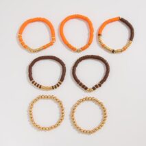 Thanksgiving Theme Layered Polymer Clay Beaded Stackable Bracelet Set - ArtGalleryZen